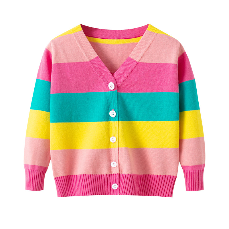 Rainbow fashion children's cardigan sweater